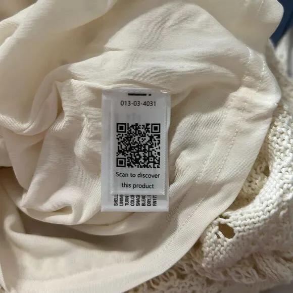 UT XLβCream Openwork Midi Sweater Crochet Knit Scalloped Drawstring Skirt - Picture 15 of 16